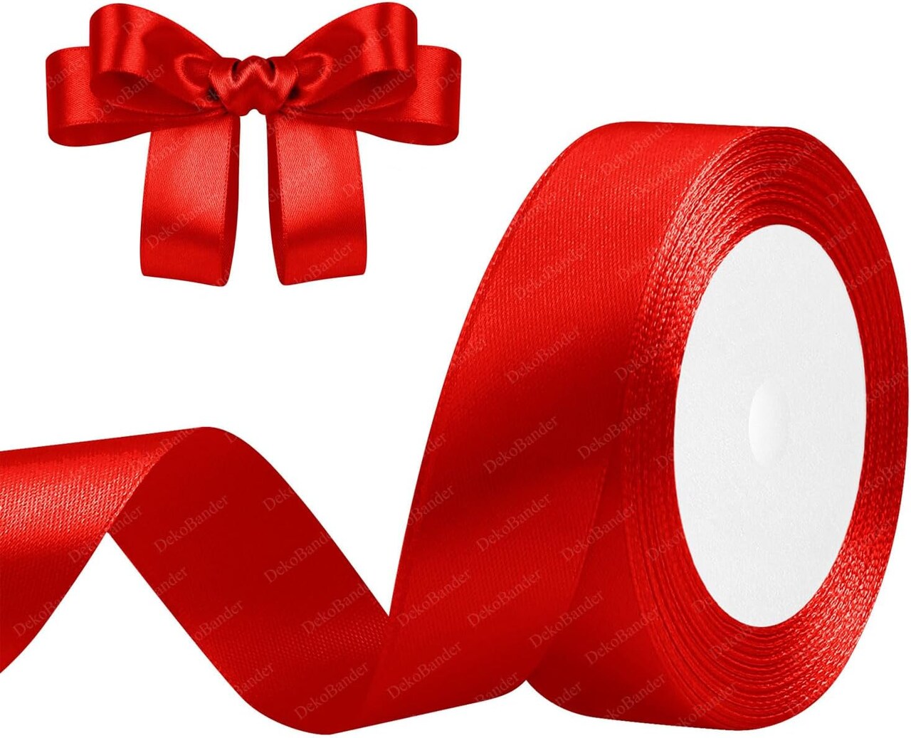 Red Solid Satin Ribbon - 1Inch x 25 Yards Silk Fabric Ribbons